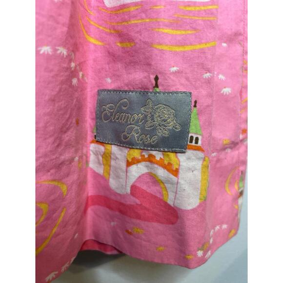 Eleanor Rose Girl's Swan and Castle Pink Ruffle Sleeve Dress Size 7-8 - Picture 6 of 7